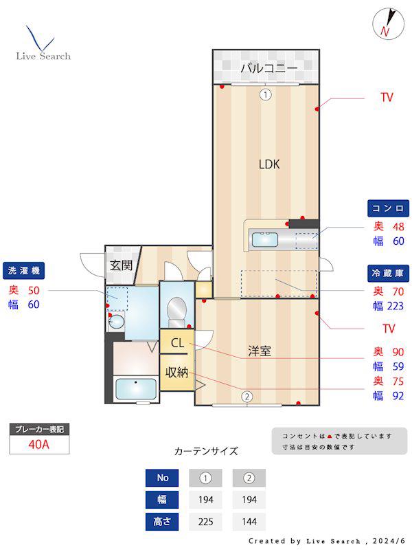 シャーメゾンカミーリア(1LDK/2階)の間取り写真