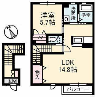 シャーメゾン α(1LDK/2階)の間取り写真