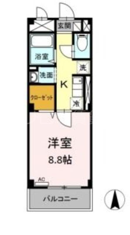 コム・シェソワII(1K/1階)の間取り写真