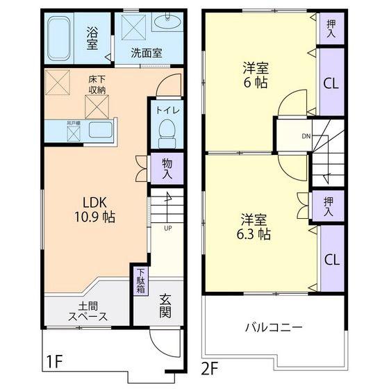 SUNNY HILLS K(2LDK/1階)の間取り写真