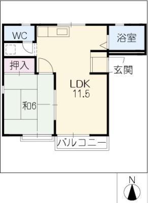 コーポサンライズ(1LDK/1階)の間取り写真