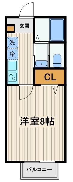 ドリームシャトー市川大野(1K/2階)の間取り写真