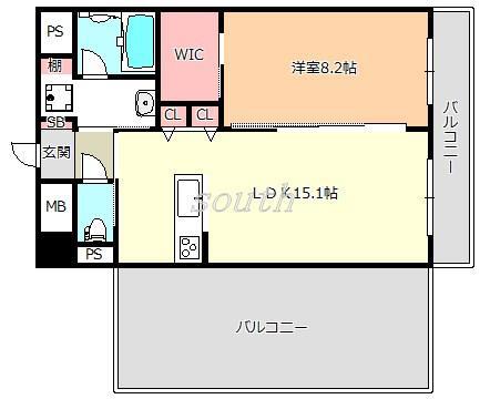 LIBERTY BALANCE(1LDK/4階)の間取り写真