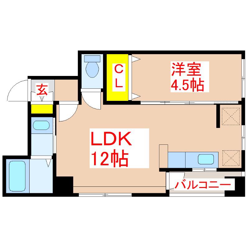 BELL SHAMS(1LDK/3階)の間取り写真