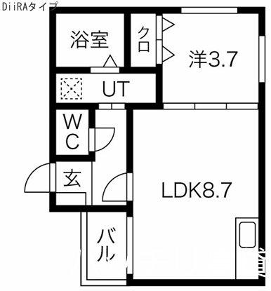 FERIO平安通(1LDK/3階)の間取り写真