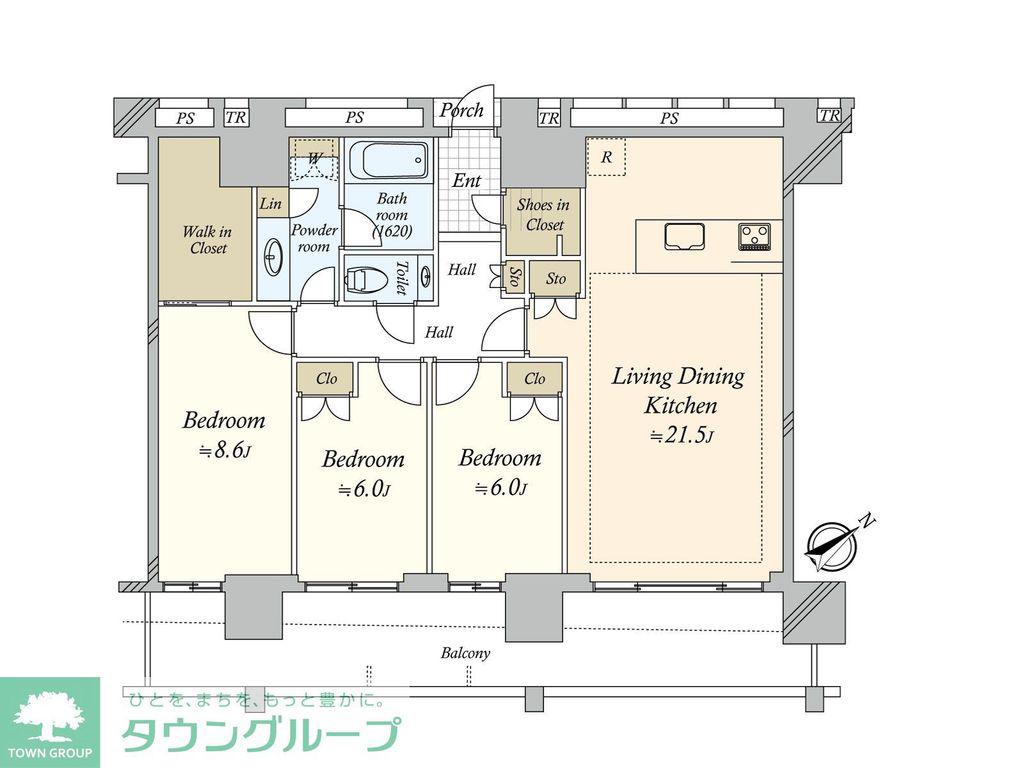 グランドメゾン池下ザ・タワー(3LDK/37階)の間取り写真