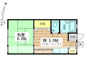 原 荘(1DK/2階)の間取り写真