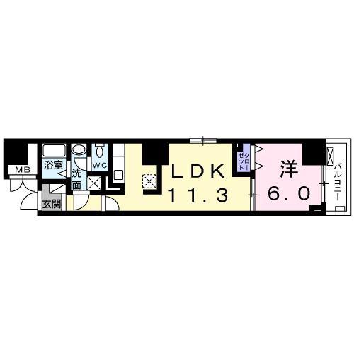 フェリーチェ・ヴィータ(1LDK/9階)の間取り写真