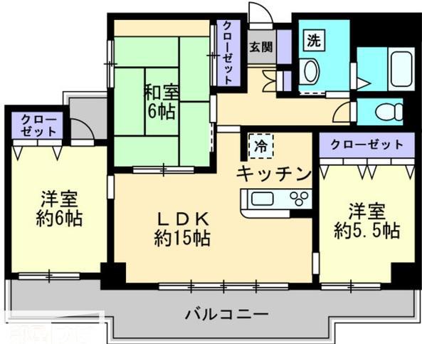 ストーンレイク子の浜(3LDK/6階)の間取り写真