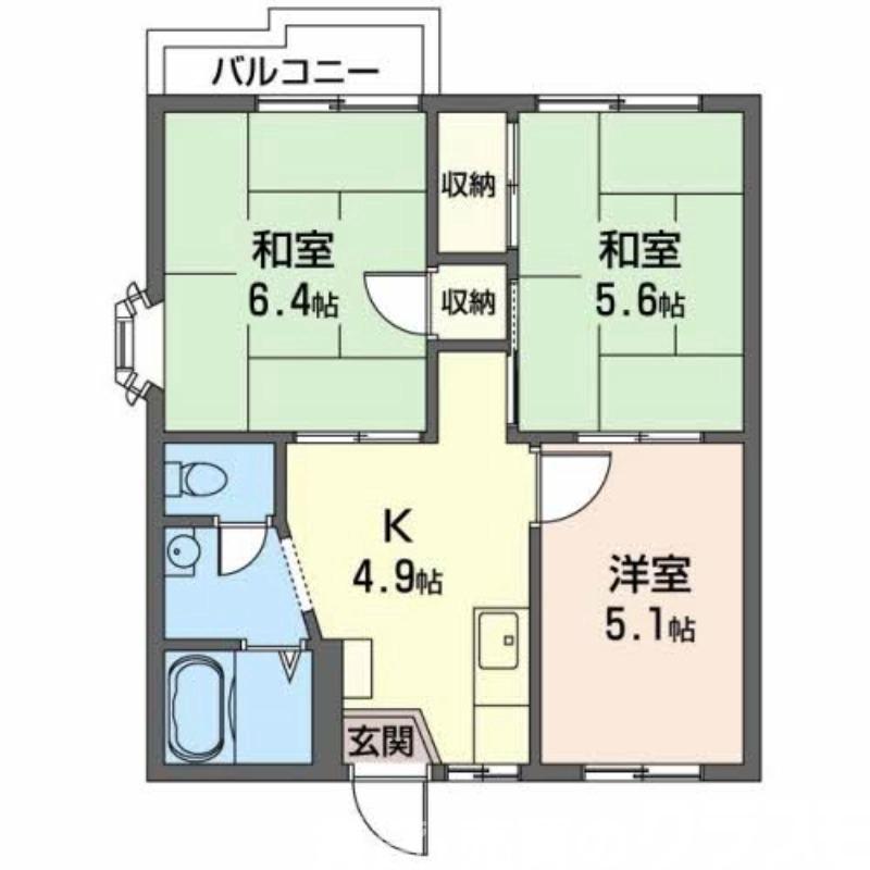 ローズコート(3K/2階)の間取り写真