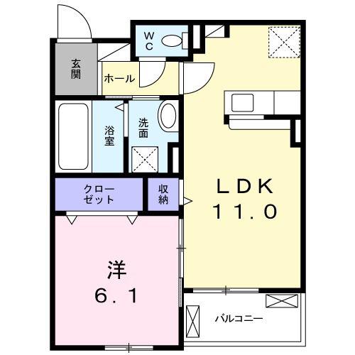 ルタンシャルム(1LDK/2階)の間取り写真