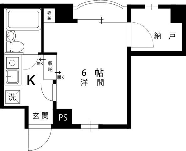 グランバリュー国立(1SK/6階)の間取り写真