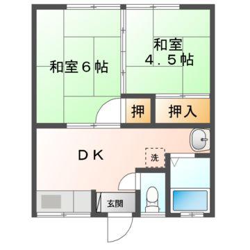第一コーポ山根(2K/2階)の間取り写真
