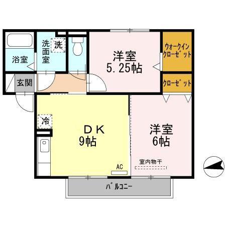 フルール(2DK/2階)の間取り写真