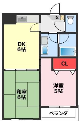 クリスタルマンション(2DK/2階)の間取り写真