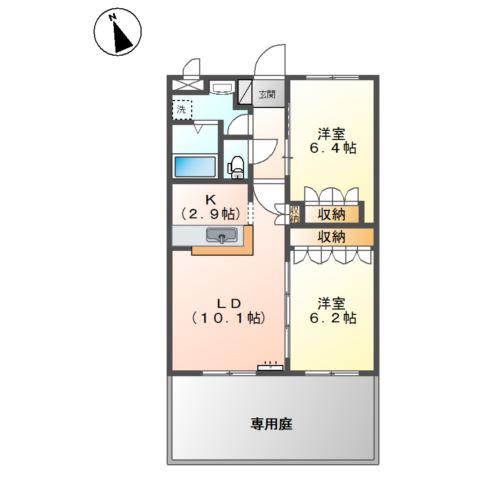 クベンツールB(2LDK/1階)の間取り写真