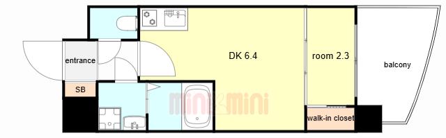 セレニテ神戸西アリエ(1DK/2階)の間取り写真