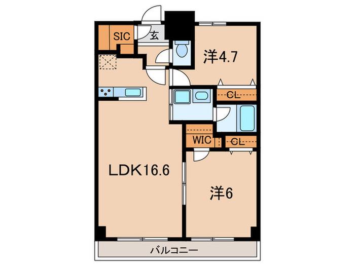 フェリシア宮崎台(2LDK/4階)の間取り写真