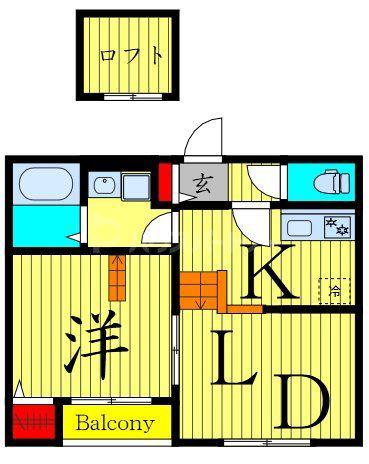 BELL BRUN(1LDK/2階)の間取り写真