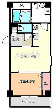 プリエール高井田(1DK/5階)の間取り写真