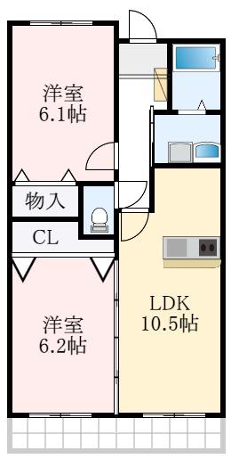 アンダンテ(2LDK/2階)の間取り写真