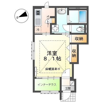 ラ・ソア 新川(1K/1階)の間取り写真