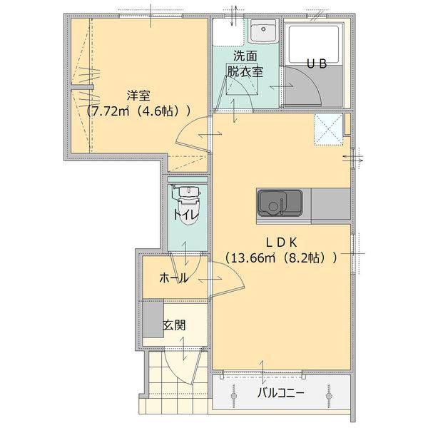 PLUSタカハギ(1LDK/1階)の間取り写真