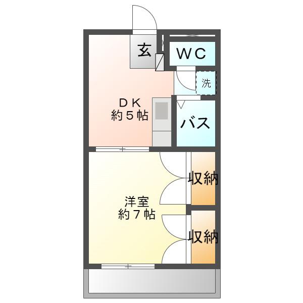 リバーライズII(1LDK/2階)の間取り写真