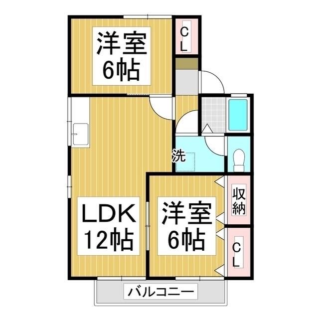 セジュール8たなかA棟(2LDK/1階)の間取り写真