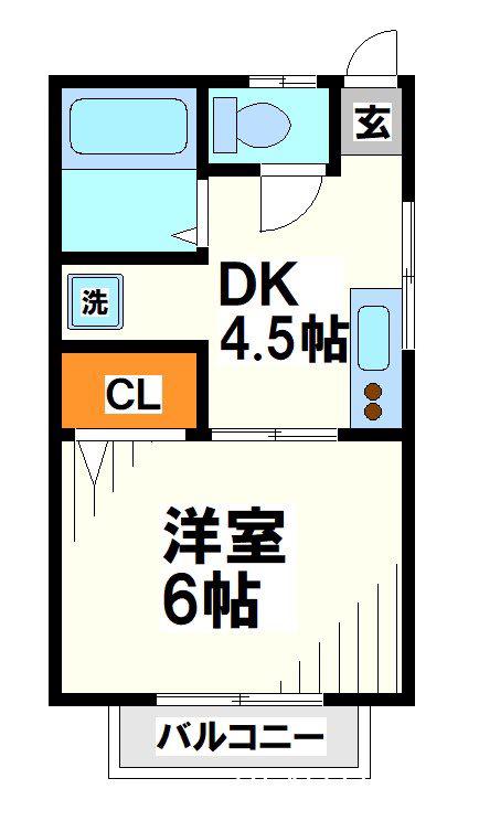 峯尚ハイツII(1DK/1階)の間取り写真