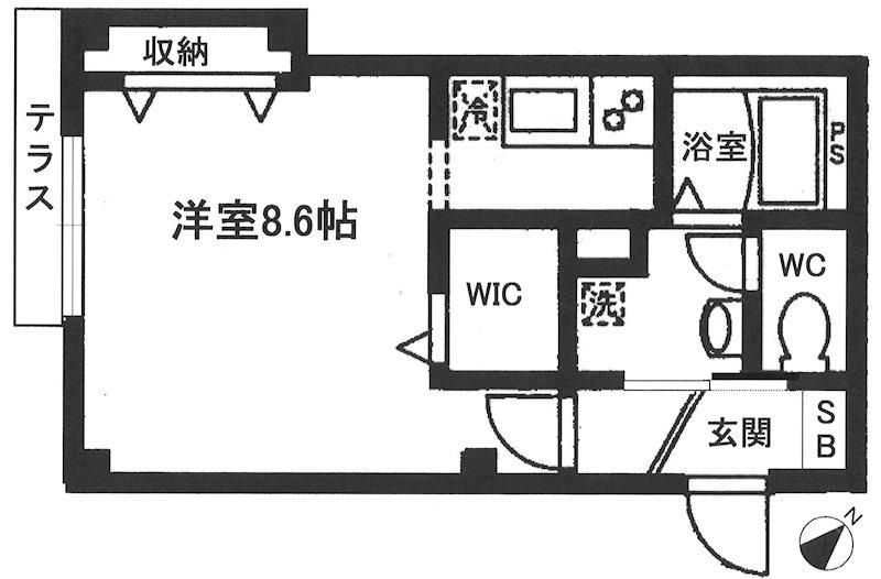 ロジュマンN荻窪(1K/1階)の間取り写真