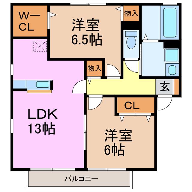 レジデンス神ノ倉C(2LDK/2階)の間取り写真