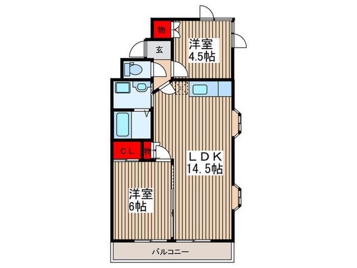 グランドヒルズ(2LDK/2階)の間取り写真