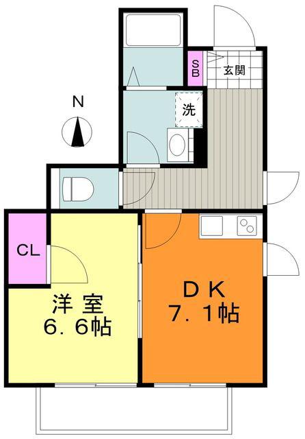 ノワハウス(1DK/1階)の間取り写真