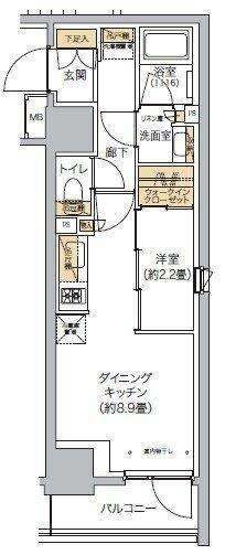 リビオメゾン西麻布(1LDK/3階)の間取り写真