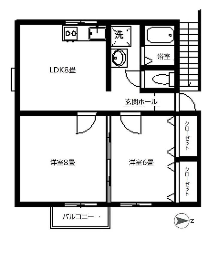 IKハイム(2DK/2階)の間取り写真