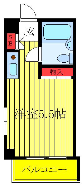 コスモフラッツ(ワンルーム/2階)の間取り写真
