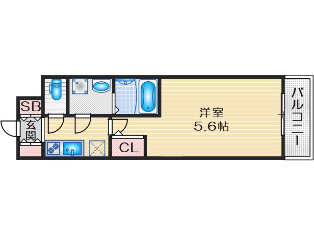 SOLASIA RESIDENCE(1K/6階)の間取り写真