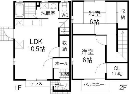 森北1丁目メゾネット(2LDK/1階)の間取り写真
