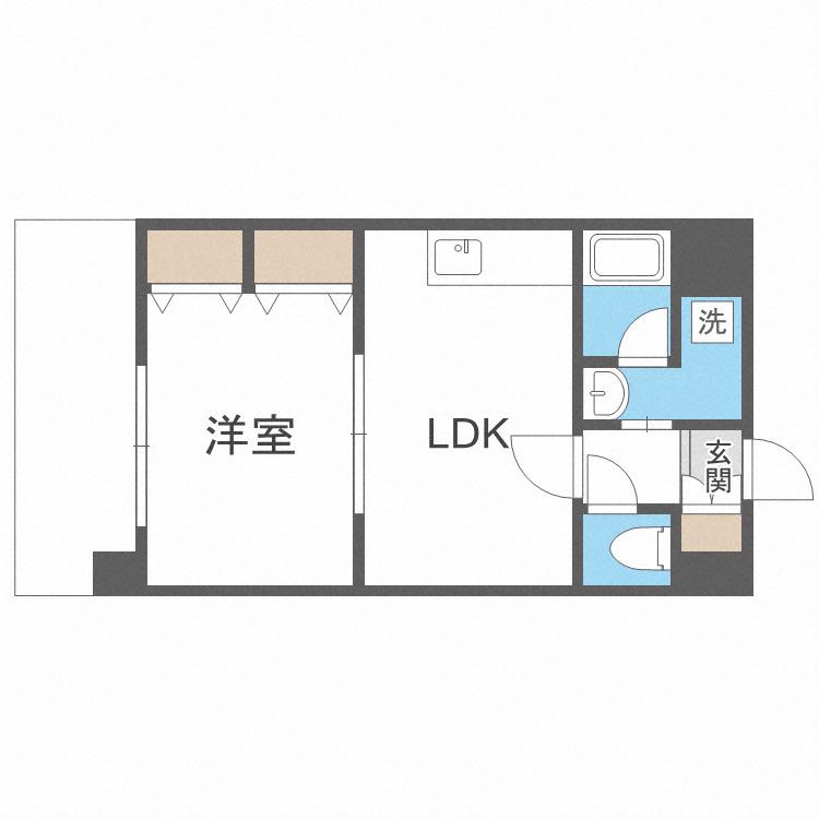 サザンパークス(1LDK/4階)の間取り写真