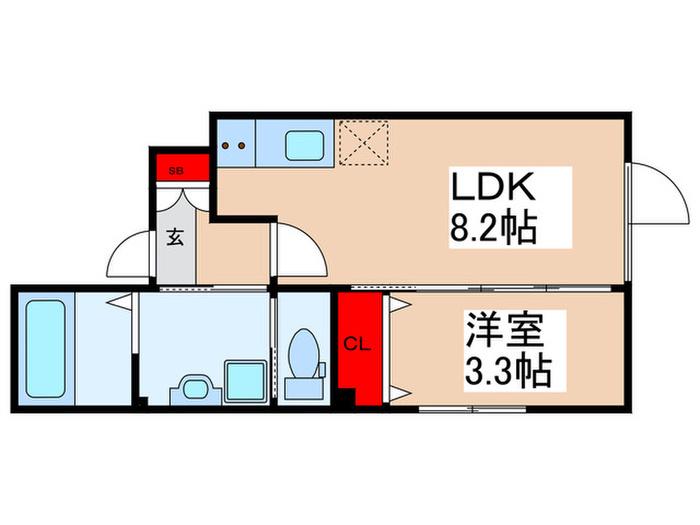モデリスタ本所吾妻橋(1LDK/2階)の間取り写真