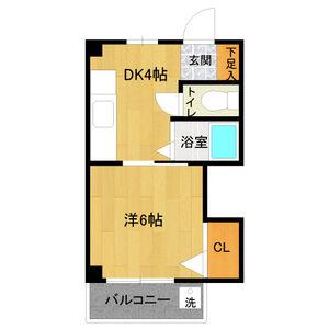 サンハイツ八代(1DK/2階)の間取り写真