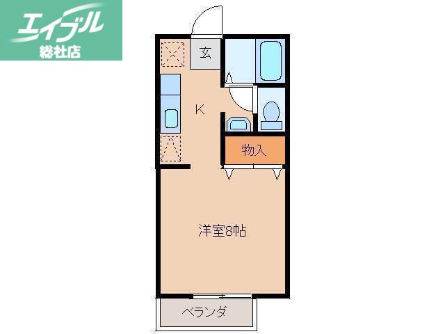 メルベイユ24 A棟(1K/2階)の間取り写真
