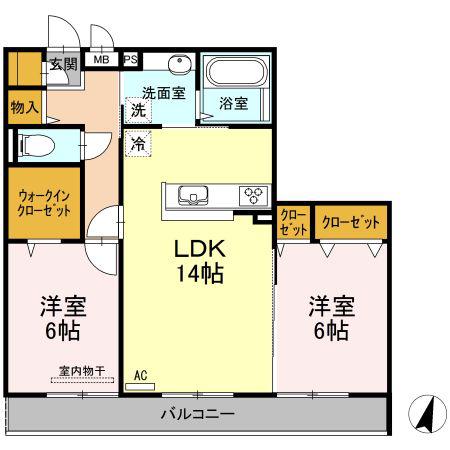 モンロワール(2LDK/3階)の間取り写真
