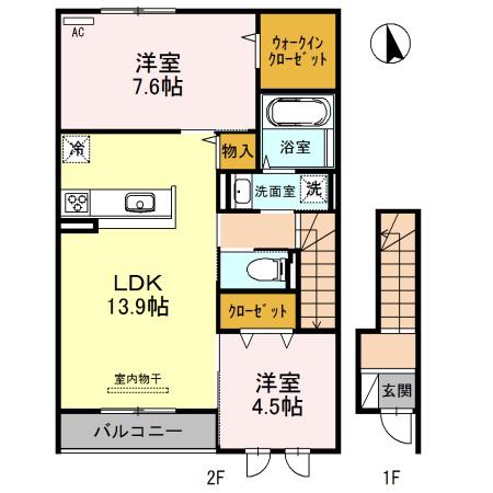 サンシャインホームズIII(2LDK/2階)の間取り写真