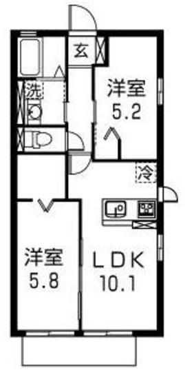 レトアイーストパラリア(2LDK/2階)の間取り写真