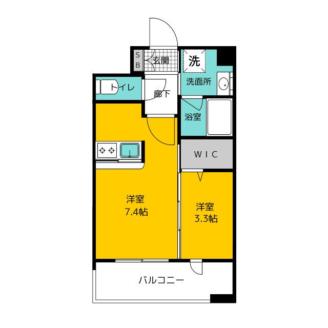 エンクレスト博多駅東II(1LDK/11階)の間取り写真