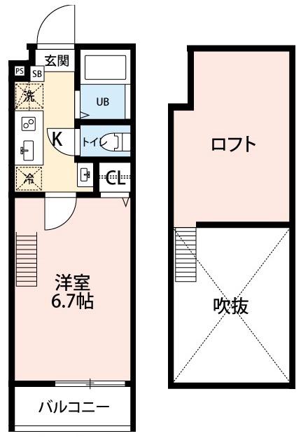 リヴィエールポルテIII(1K/2階)の間取り写真