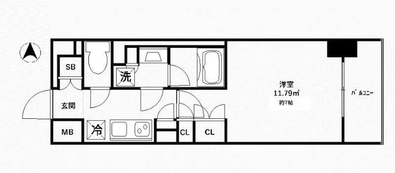 TFレジデンス川崎殿町イースト(1K/4階)の間取り写真
