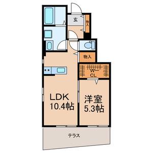 ヒルサイドST.津田沼(1LDK/1階)の間取り写真